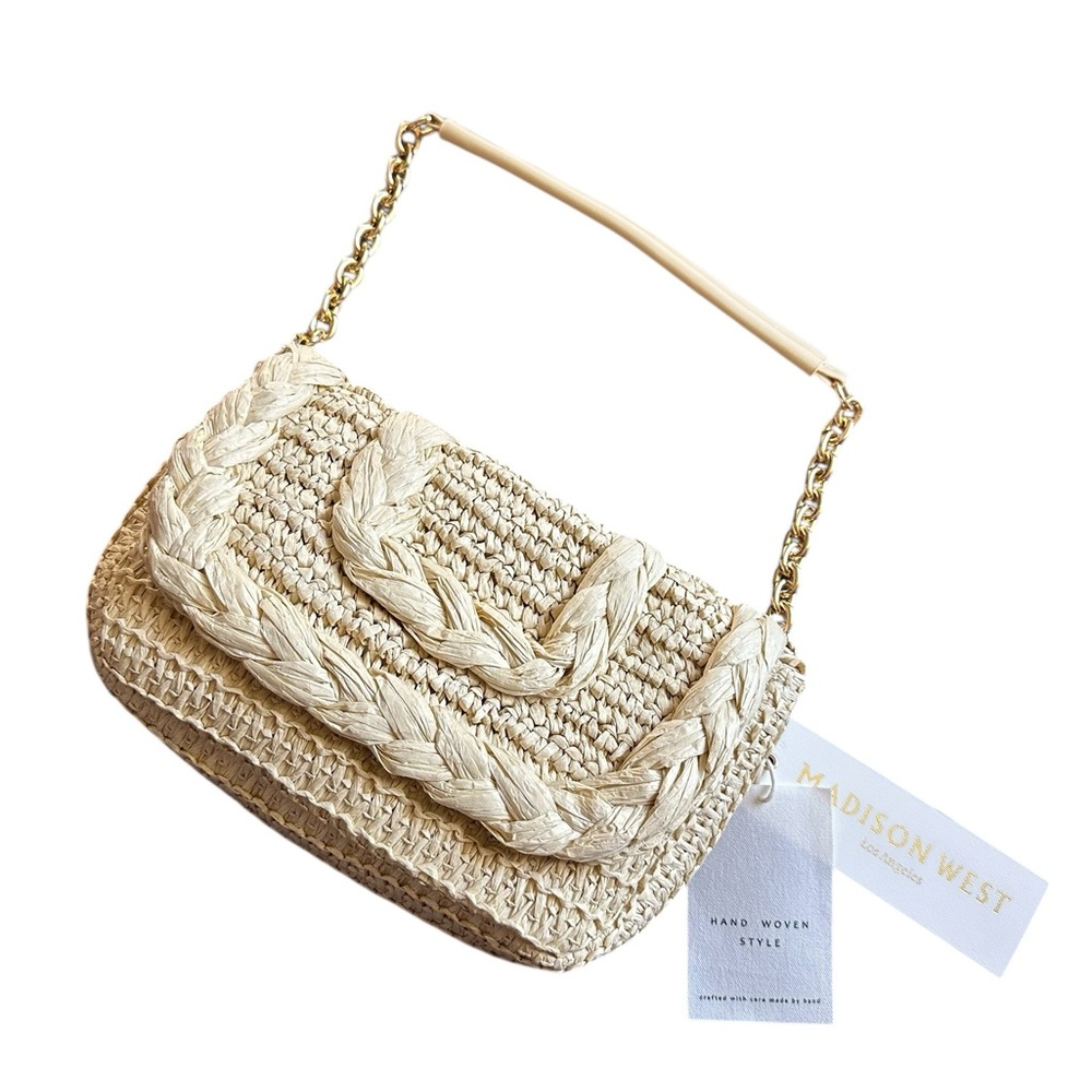 Madison West Tan Woven Shoulder Bag
